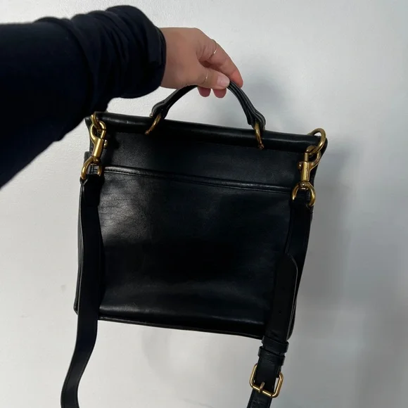 VINTAGE COACH pre-1994 WILLIS black leather crossbody bag - Picture 12 of 12